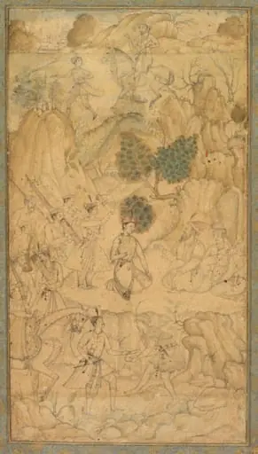 A Prince Visiting a Holy Man in a Rocky Landscape (recto)