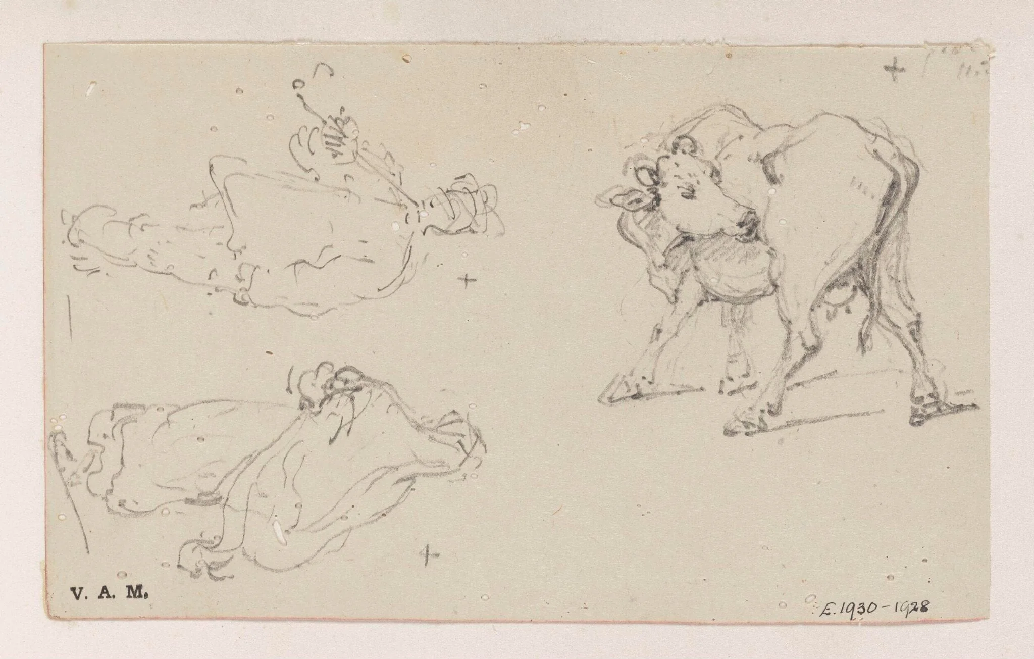 Two figure studies, and a calf, by George Chinnery, 19