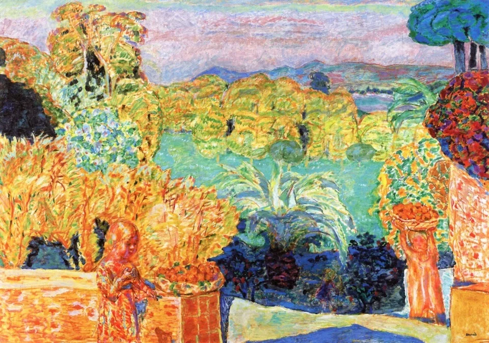 Paysage du Midi et deux enfants, by Pierre Bonnard, oil, 1917