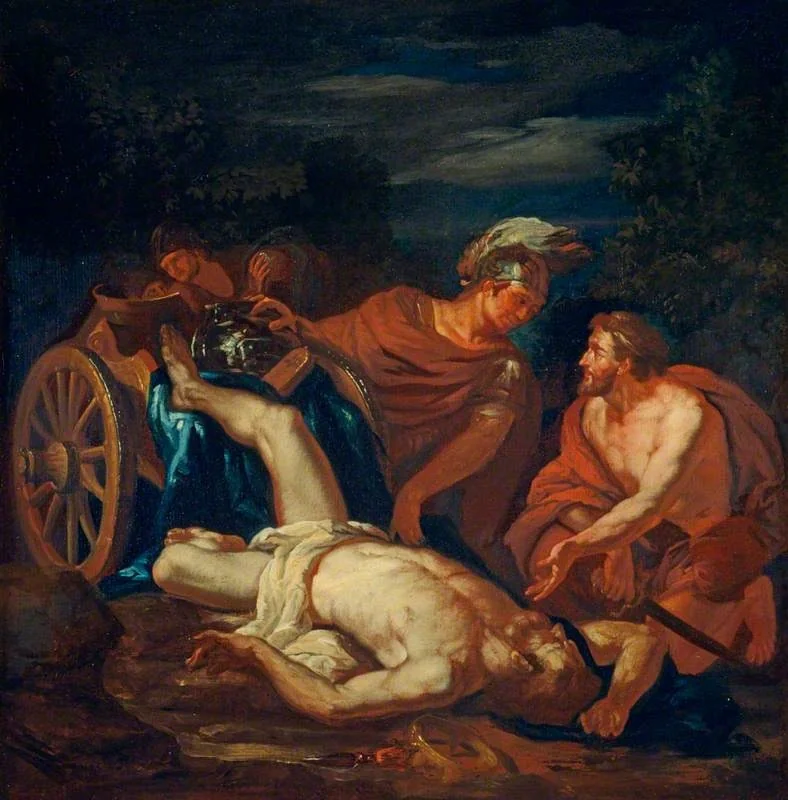 The Death of King Laius, by Unknown, oil, 1700