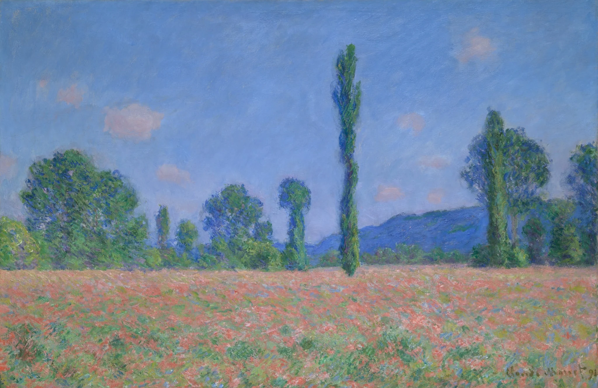 Poppy Field (Giverny), by Claude Monet, oil, 1890