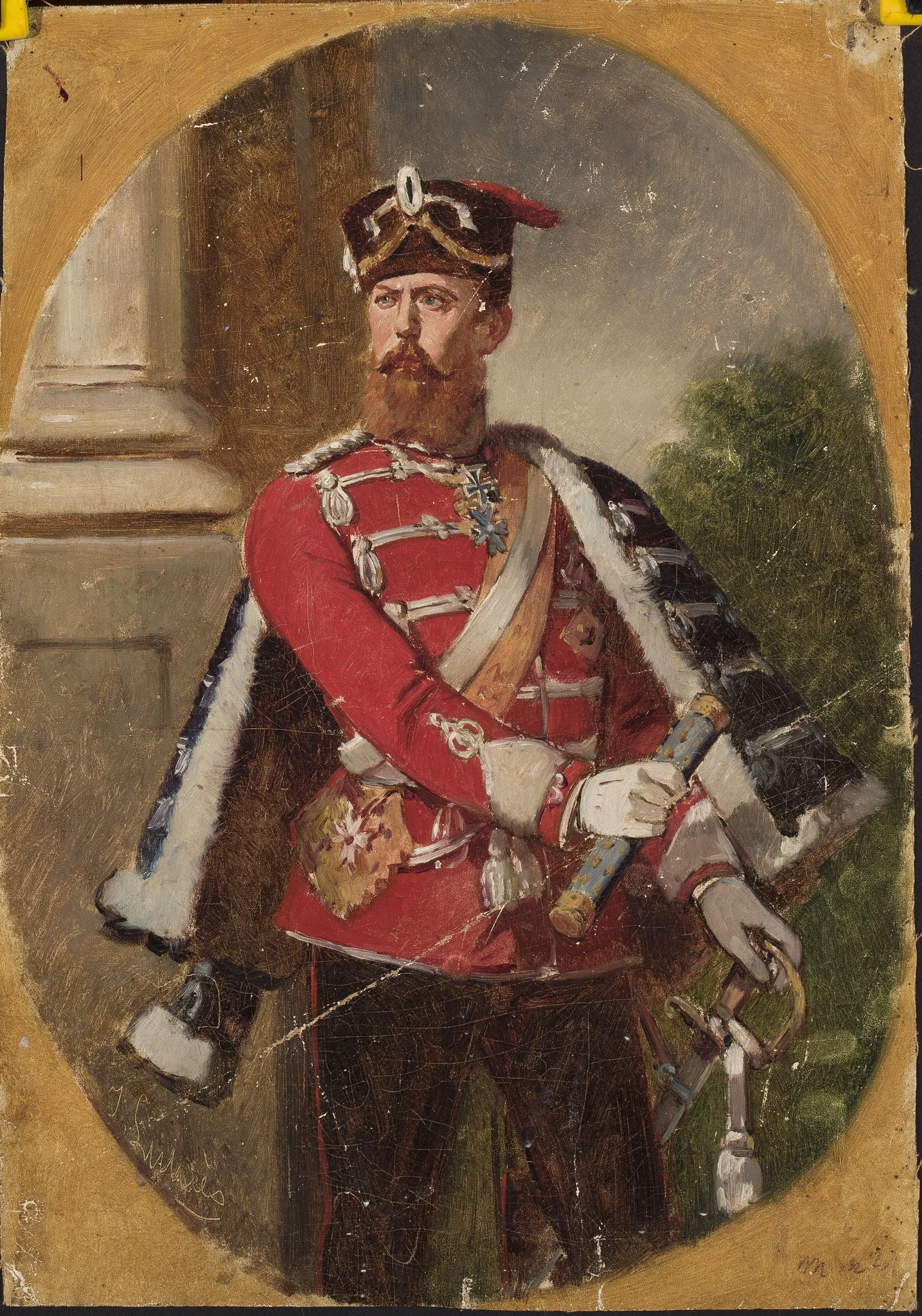 Portrait of a man in the uniform of the Imperial Guard hussar officer