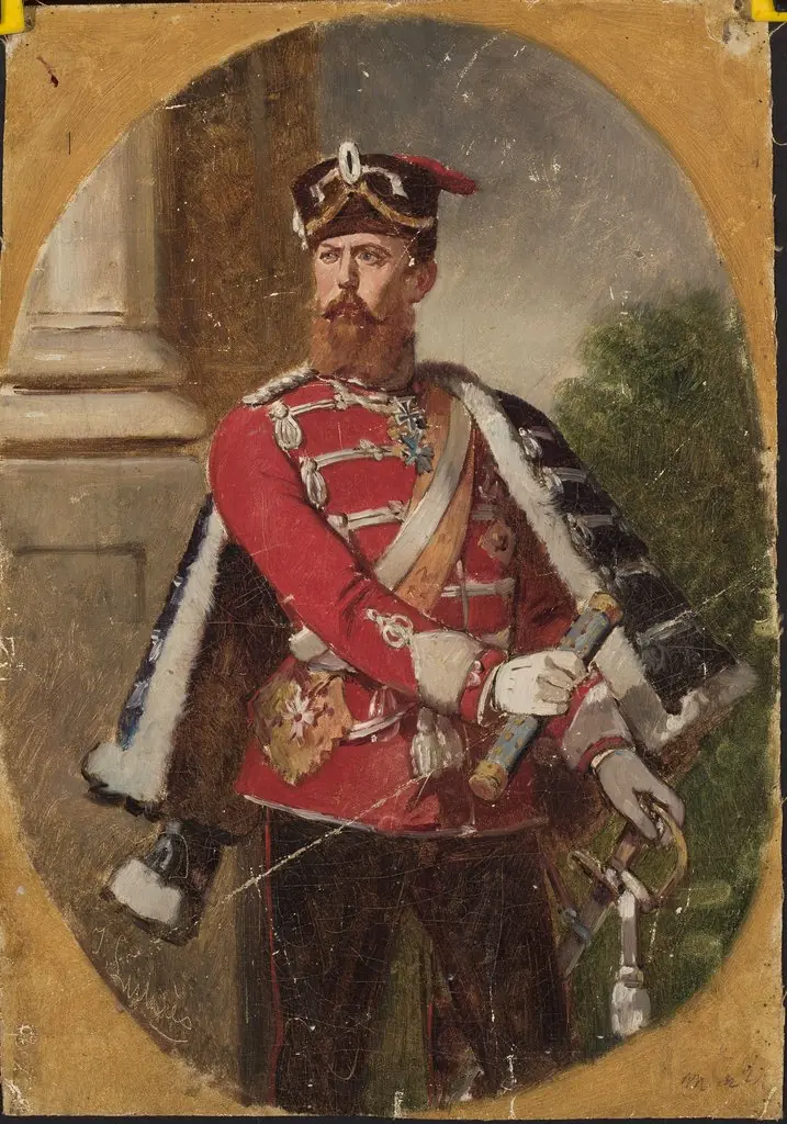 Portrait of a man in the uniform of the Imperial Guard hussar officer
