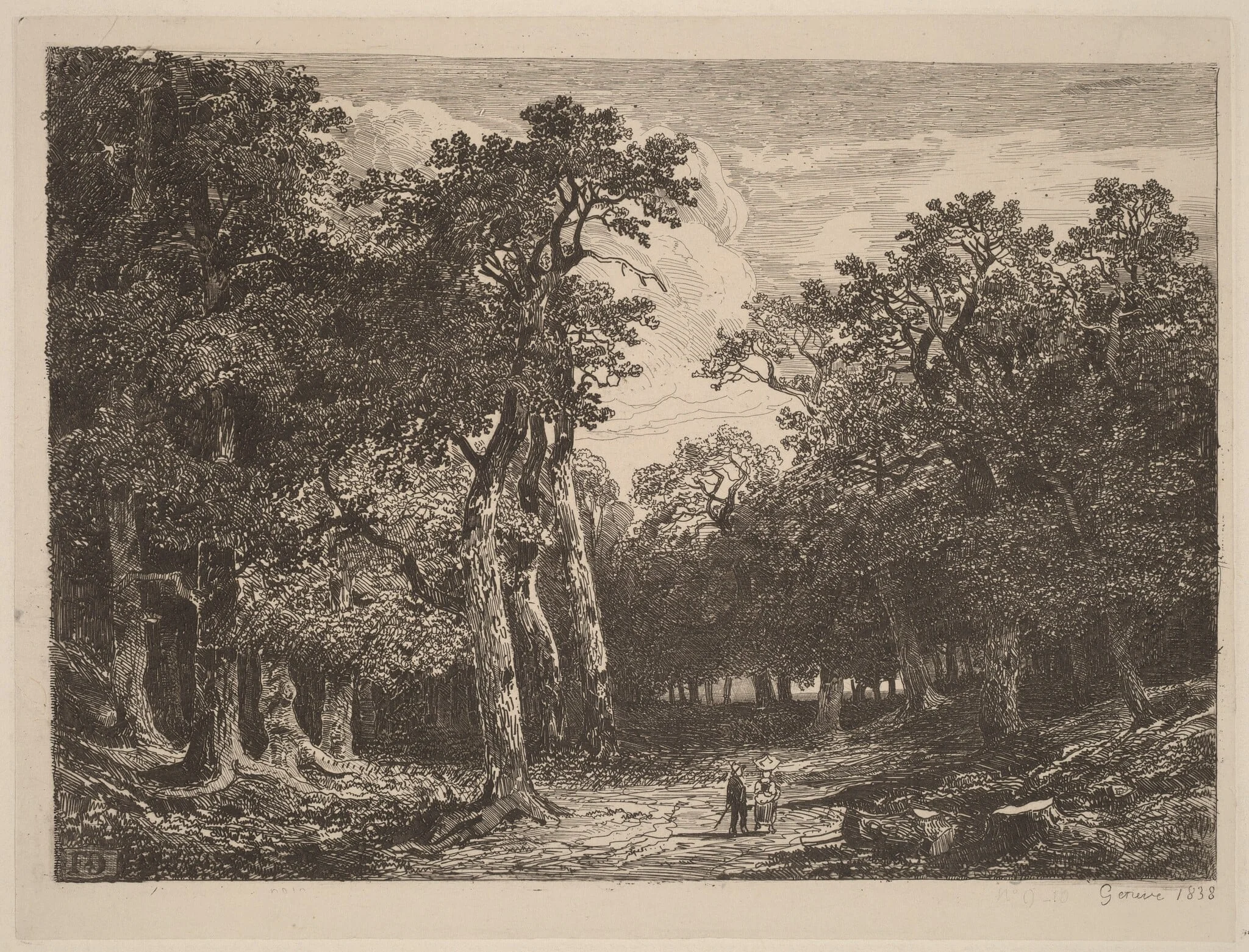 Couple in a Clearing, by Alexandre Calame, ink, 1838