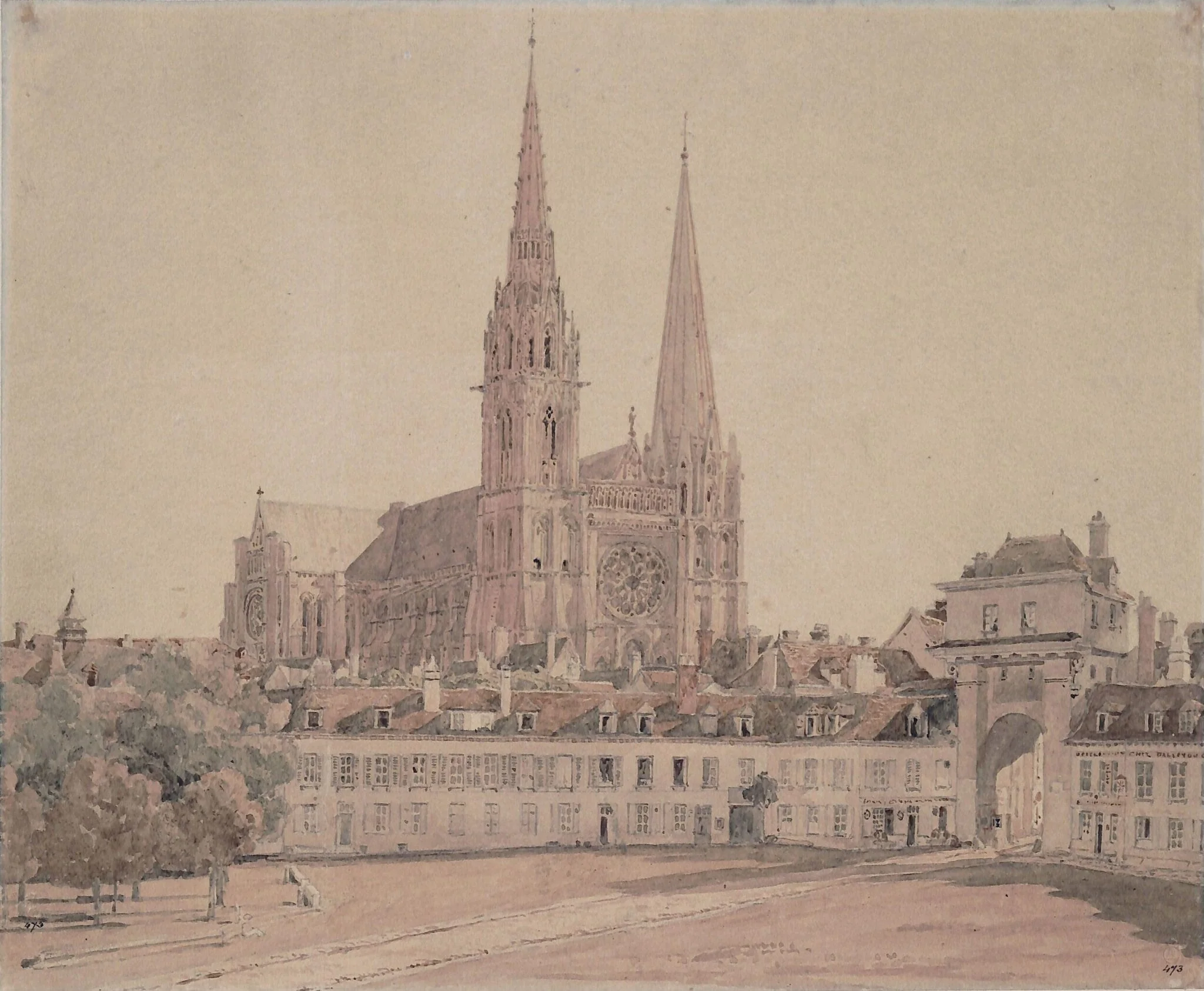 Chartres Cathedral, by Charles Wild, watercolor, 1850