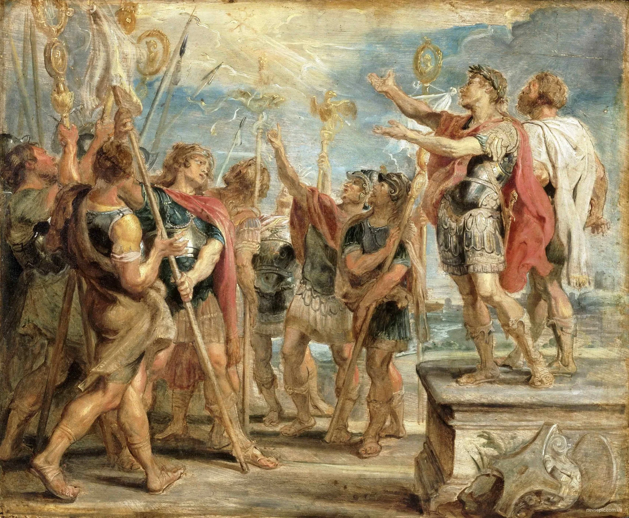 The Emblem of Christ Appearing to Constantine, by Peter Paul Rubens, oil, 1622