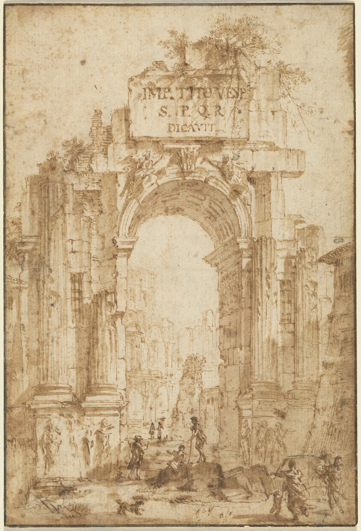 Arch of Titus, by Italian 18th Century, ink, 1750