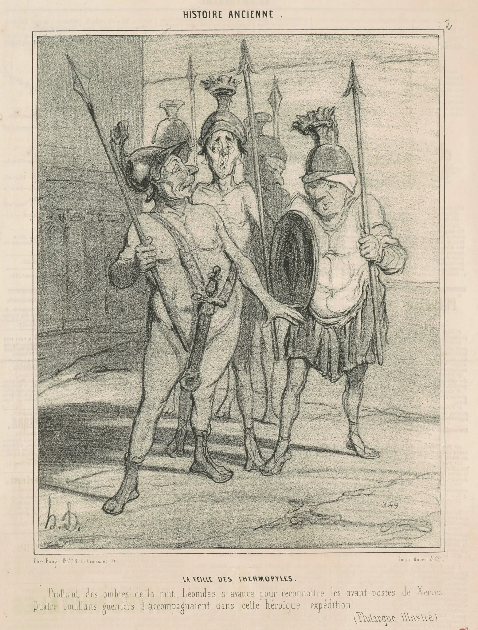 La veille des Thermopyles, by Honoré Daumier, ink, 1842