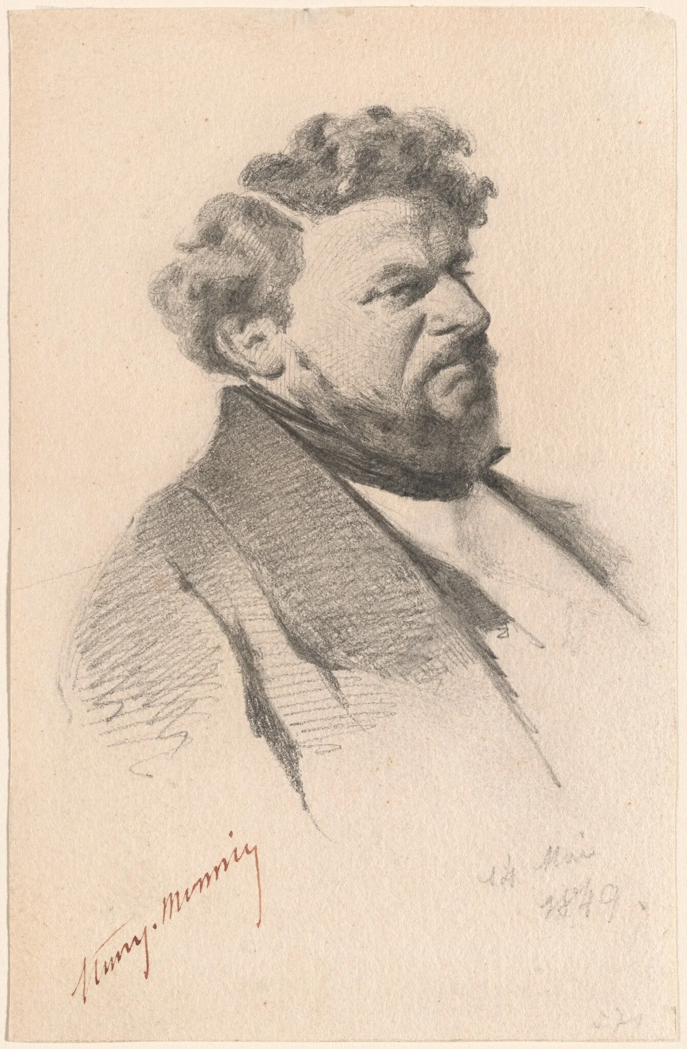Portrait of a Man, by Henry Bonaventure Monnier, graphite, 1849
