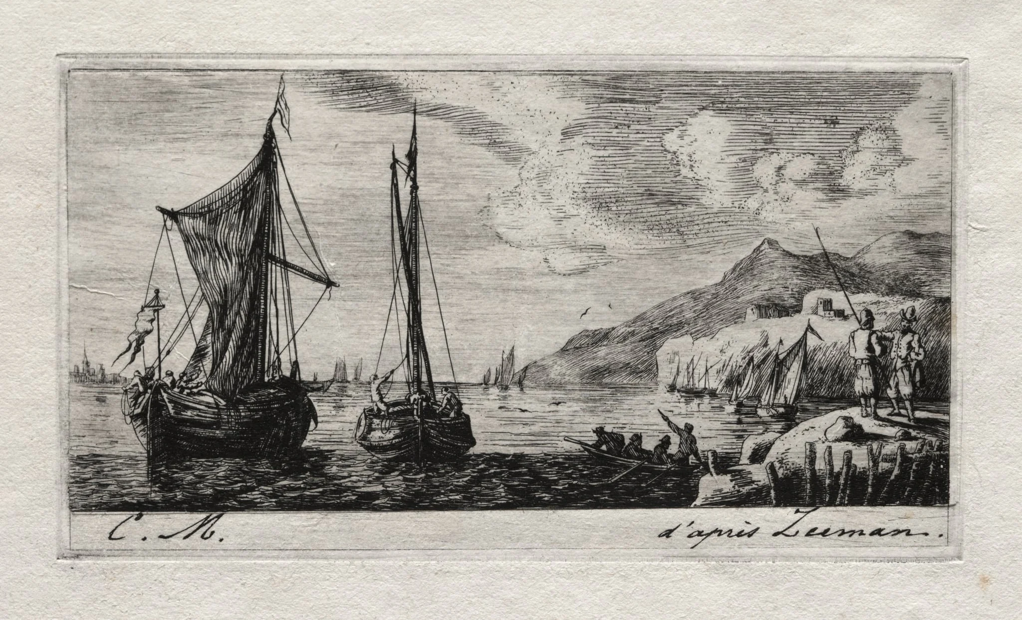 Calais - Flushing Boats, by Charles Meryon, 1850