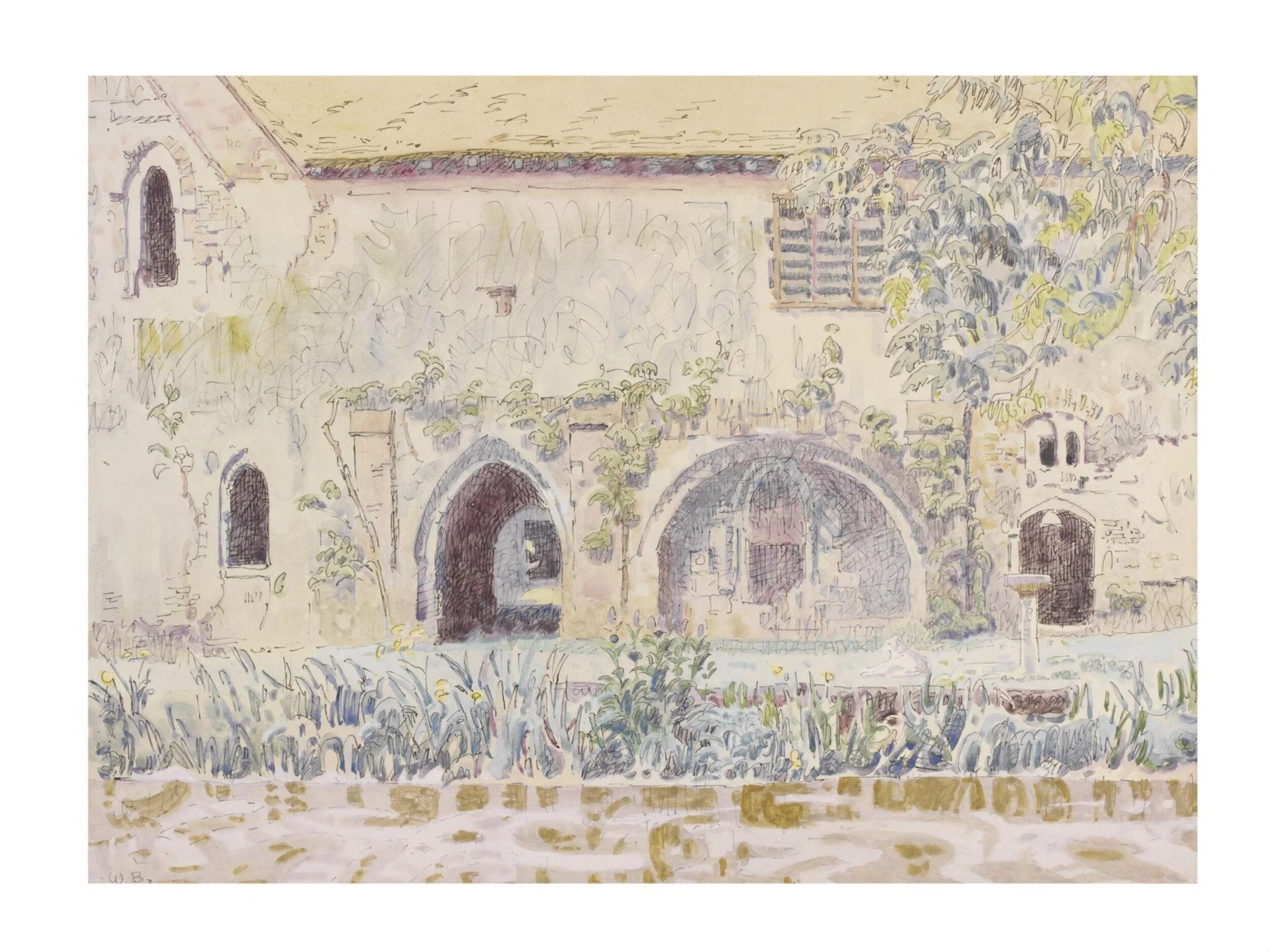 The Abbey, Little Coggeshall, by Walter Bayes, watercolor, 1940