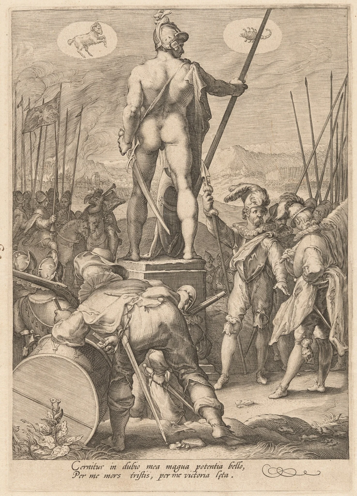 Mars Presiding Over the Arts of War, by Jan Pietersz Saenredam, ink, 1596