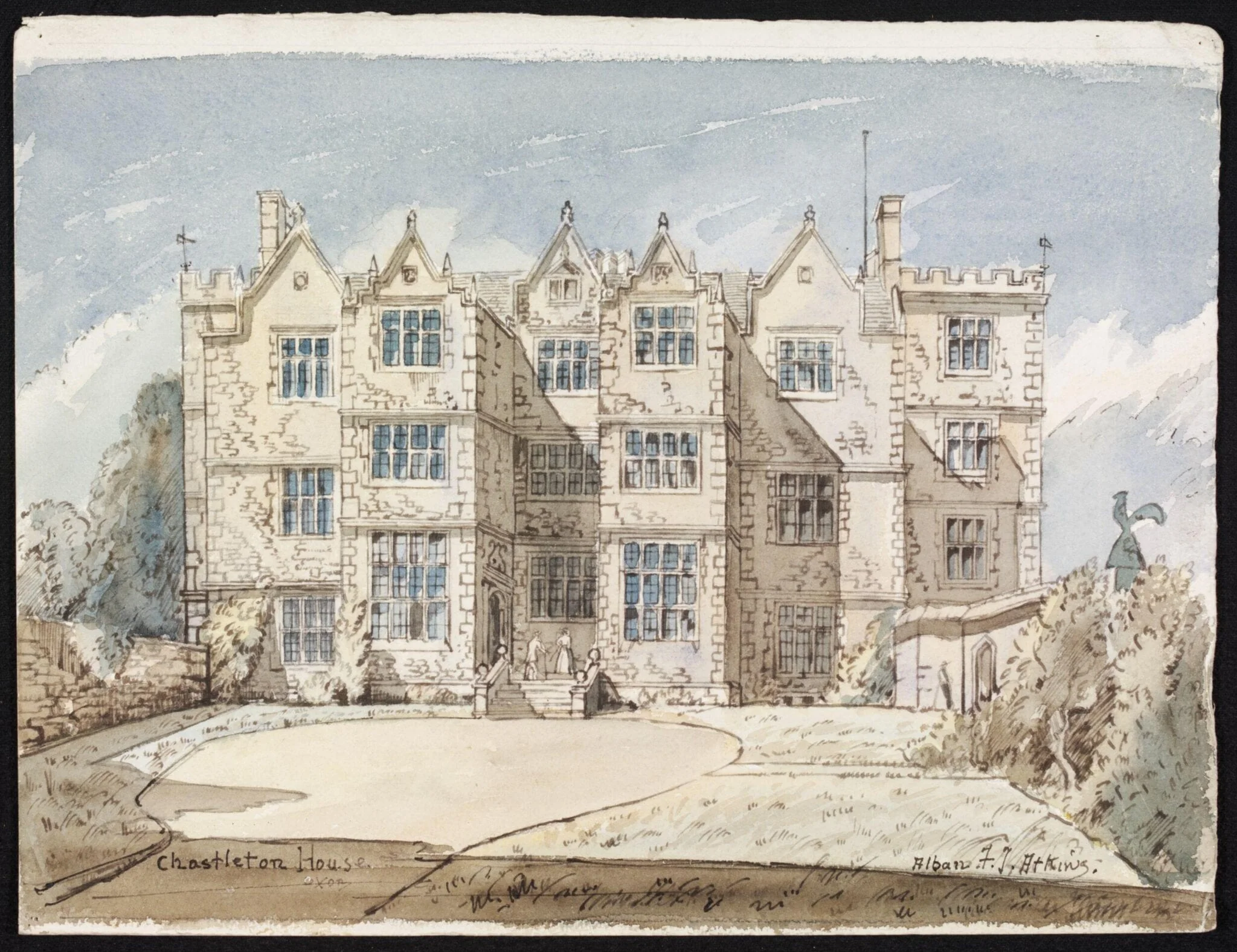 Chastleton House, by Atkins, watercolor, 1940