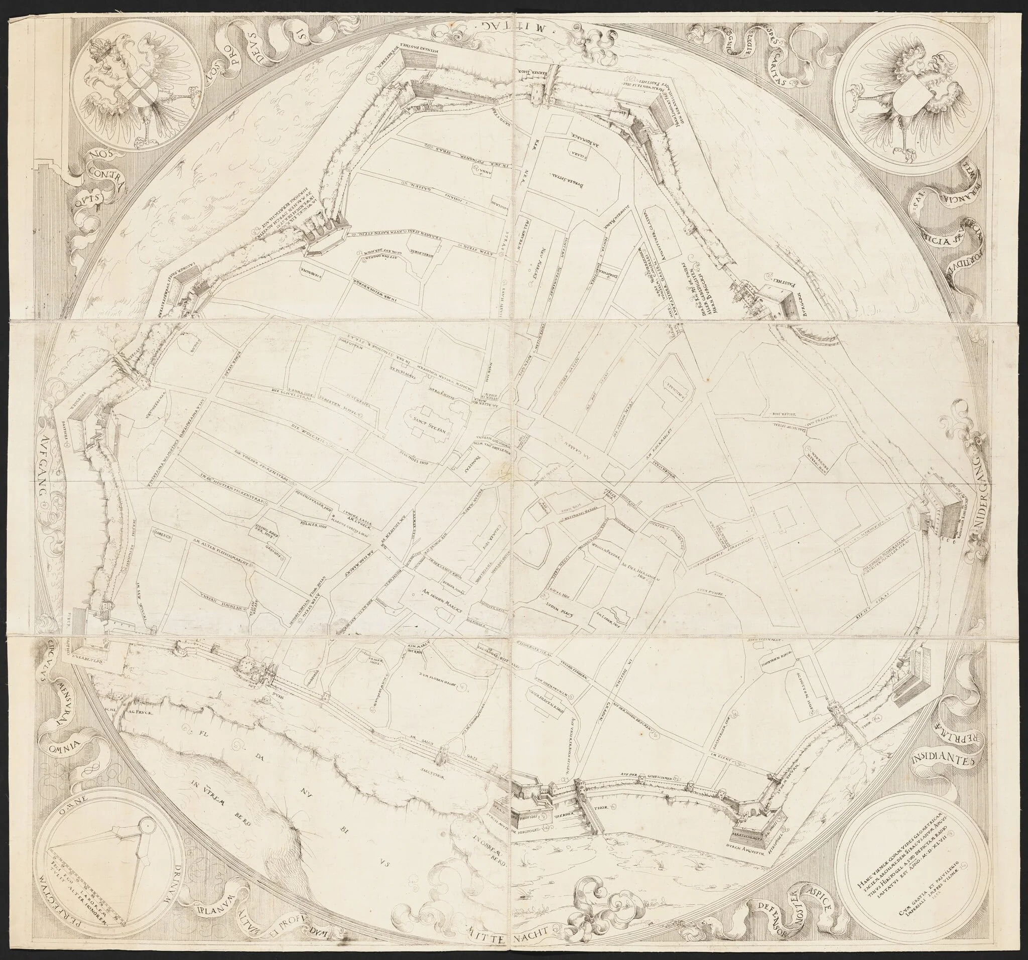 Map of Vienna, by Augustin Hirschvogel, ink, 1552