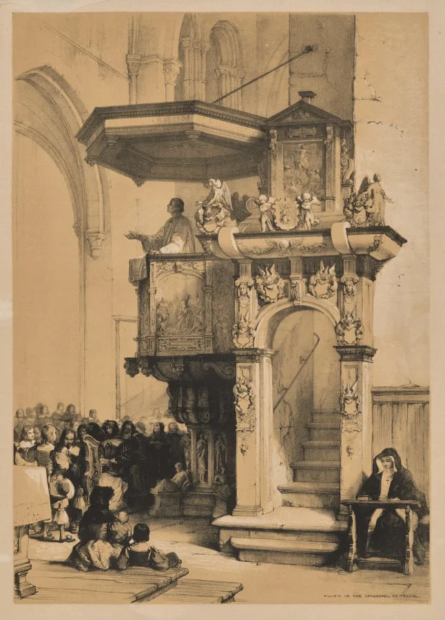 Sketches in Belgium and Germany, First Series, Pulpit in the Cathedral of Treves, by Louis Haghe, 1845