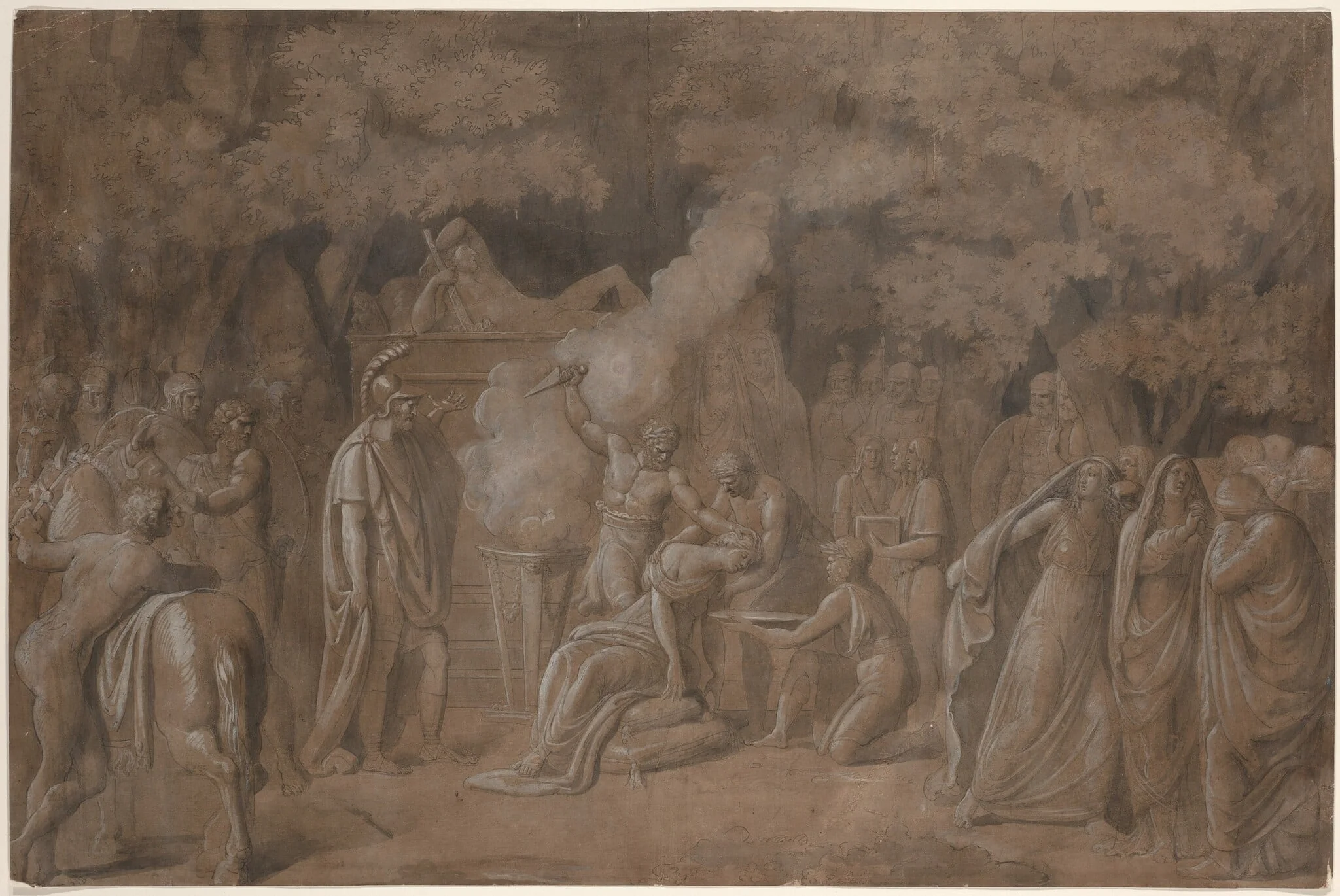 Death of Iphigenia (?), by Benjamin West, ink, 1758