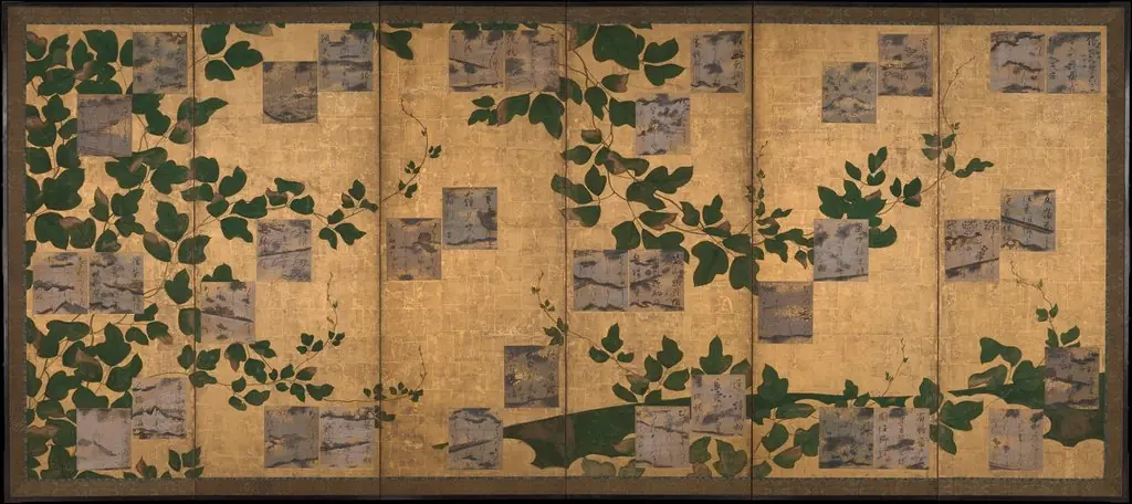 Anthology of Japanese and Chinese Poems (Wakan rōeishū) with Underpainting of Arrowroot Vines