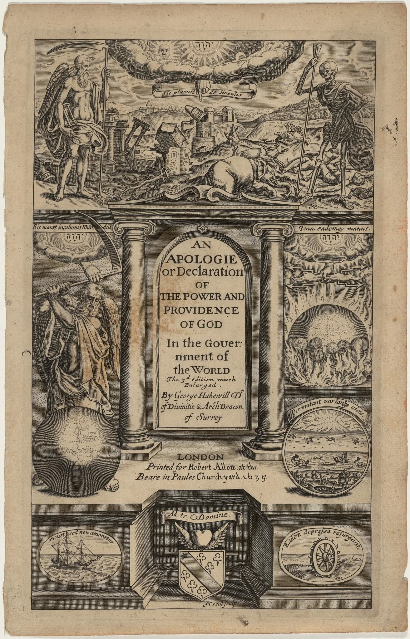 Title Page to An Apologie, or Declaration of the Power and Providence of God, by Thomas Cecil, ink, 1621