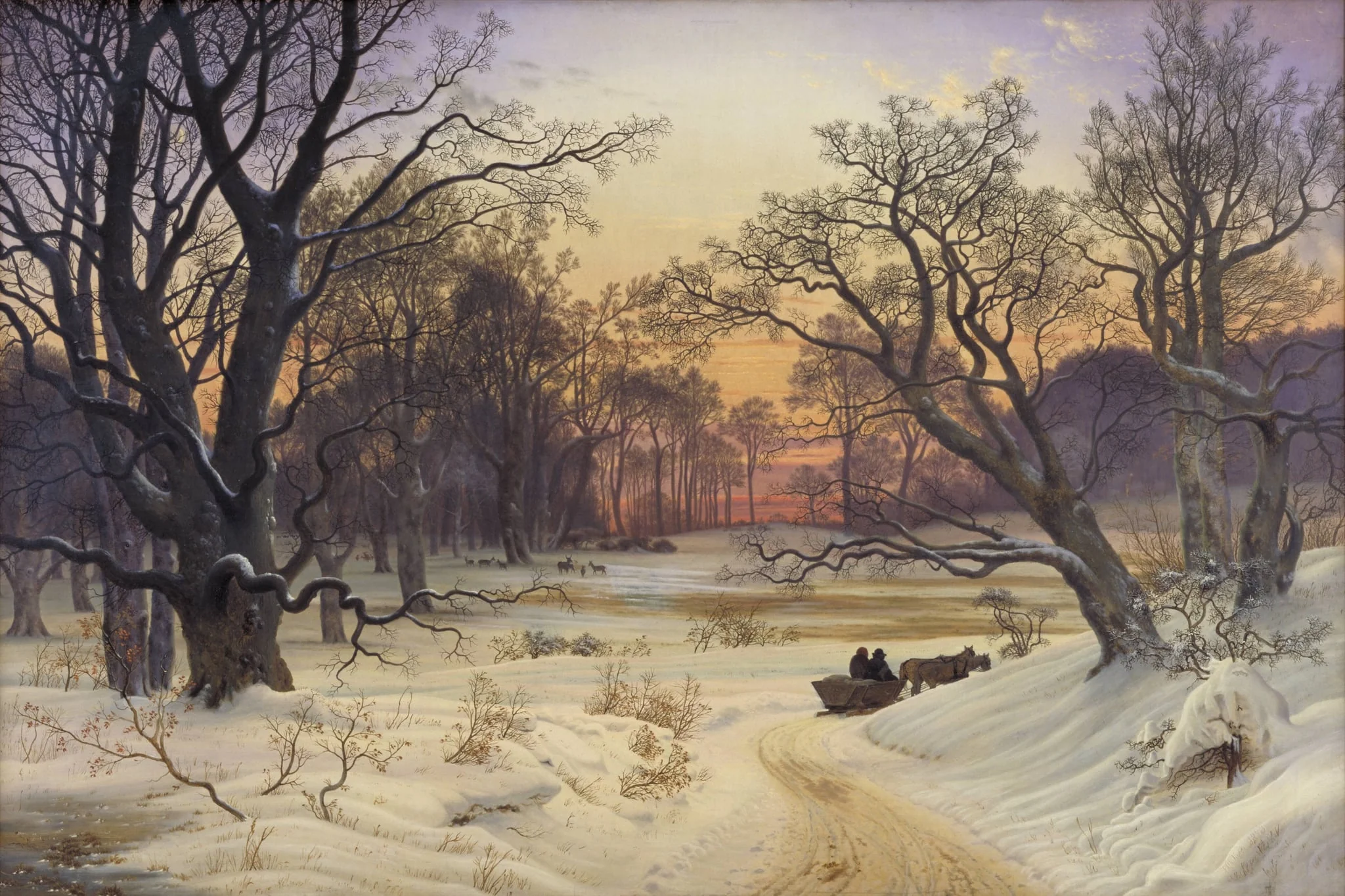 Winter Night in a Forest, by Unknown artist, 1853