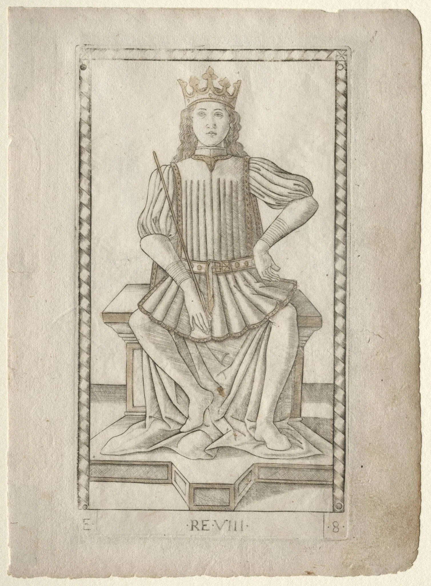 The King (from the Tarocchi, series E: Conditions of Man, #8), by Master of the E-Series Tarocchi, 1467