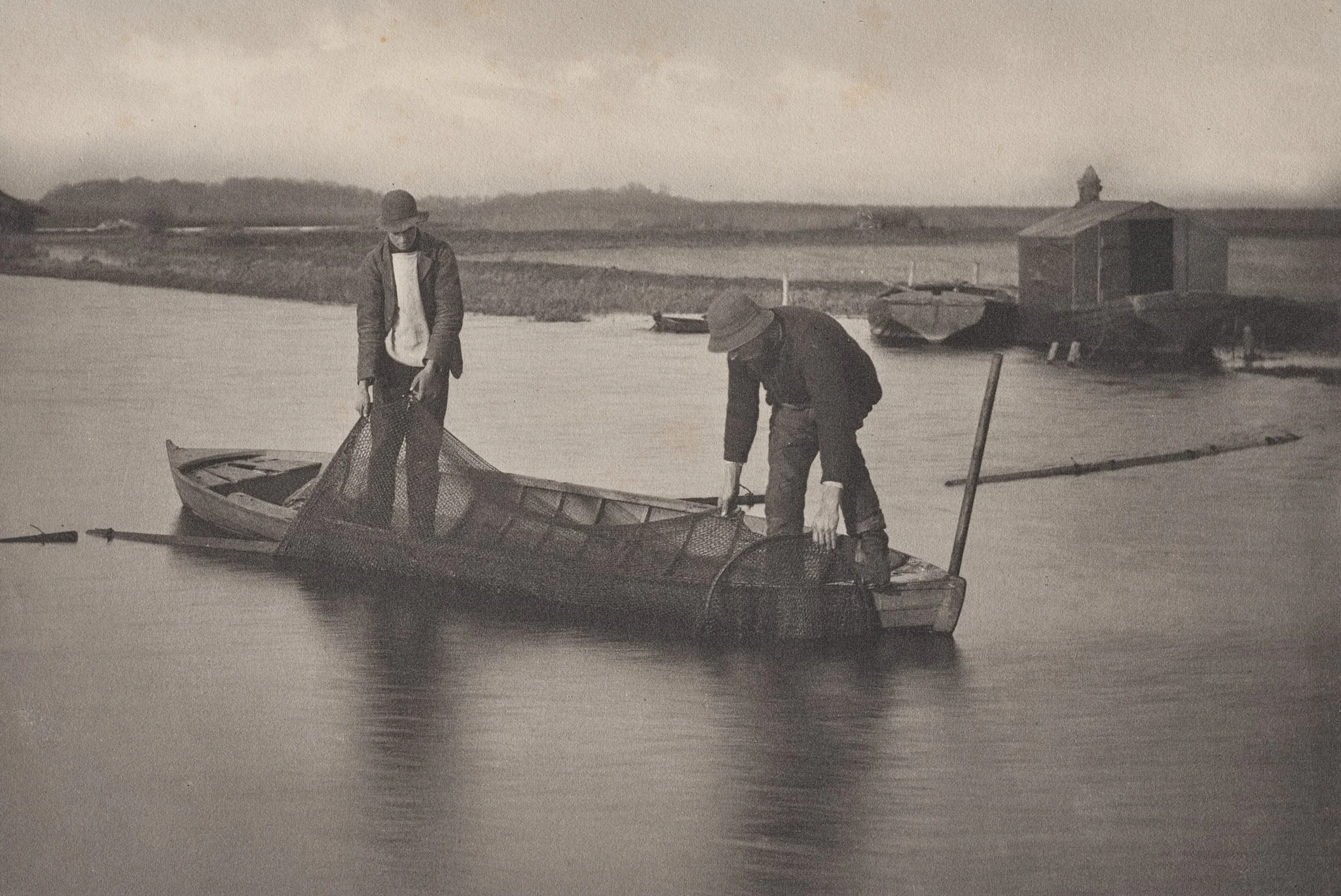 Taking Up the Eel Net, by Peter Henry Emerson, 1886