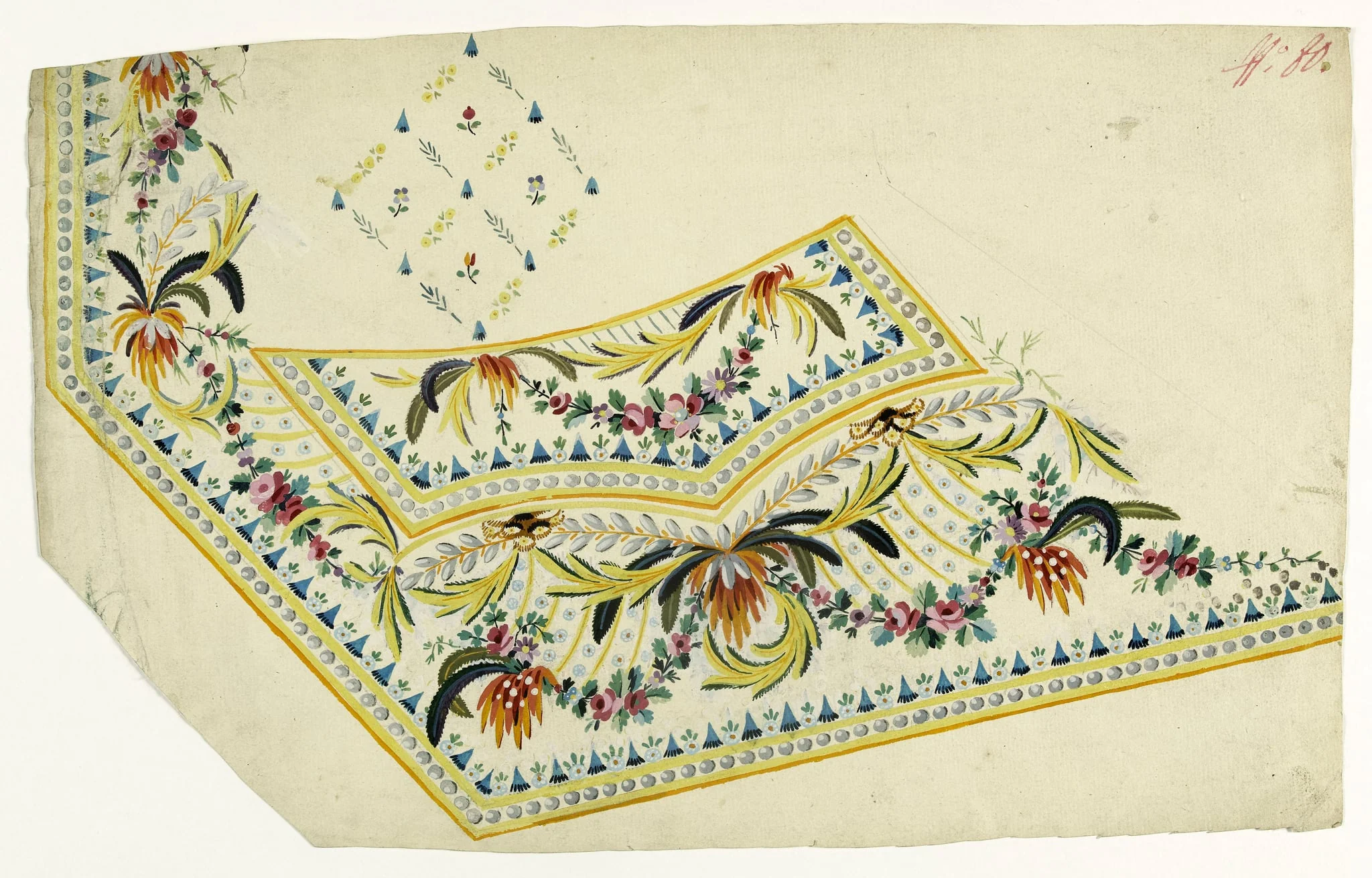 Gilet décor de perles, plumes et paillettes, projets de broderies de gilet, XVIIIème siècle, by Anonyme, 1775