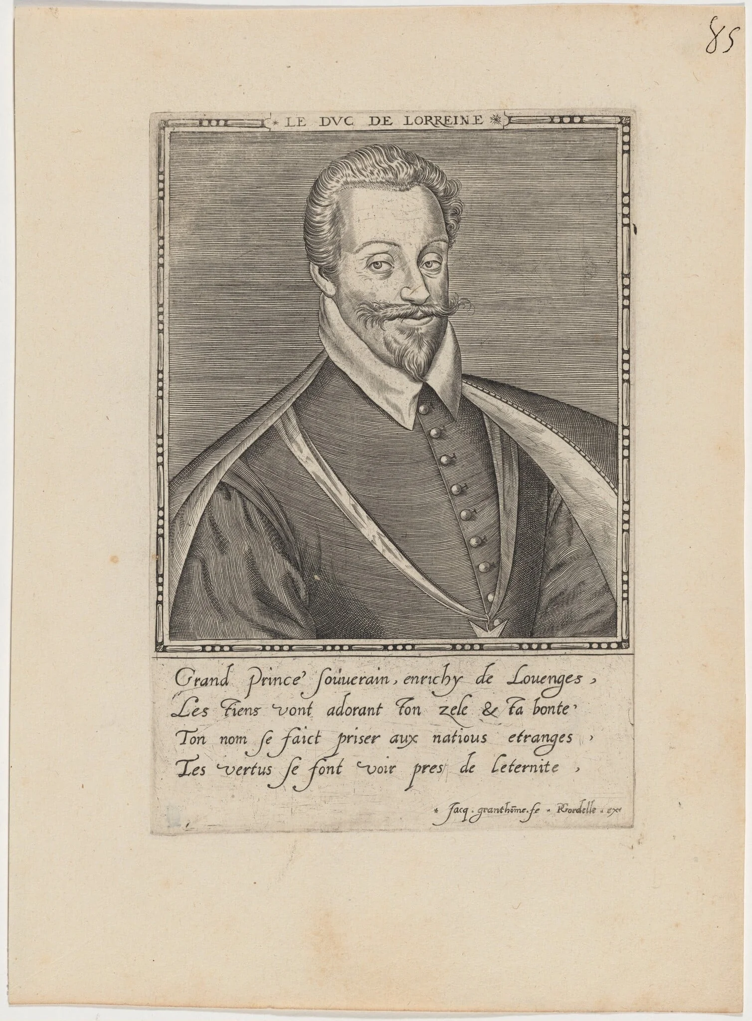 Charles, Duc de Lorraine, by Jacques Granthomme, ink, 1590