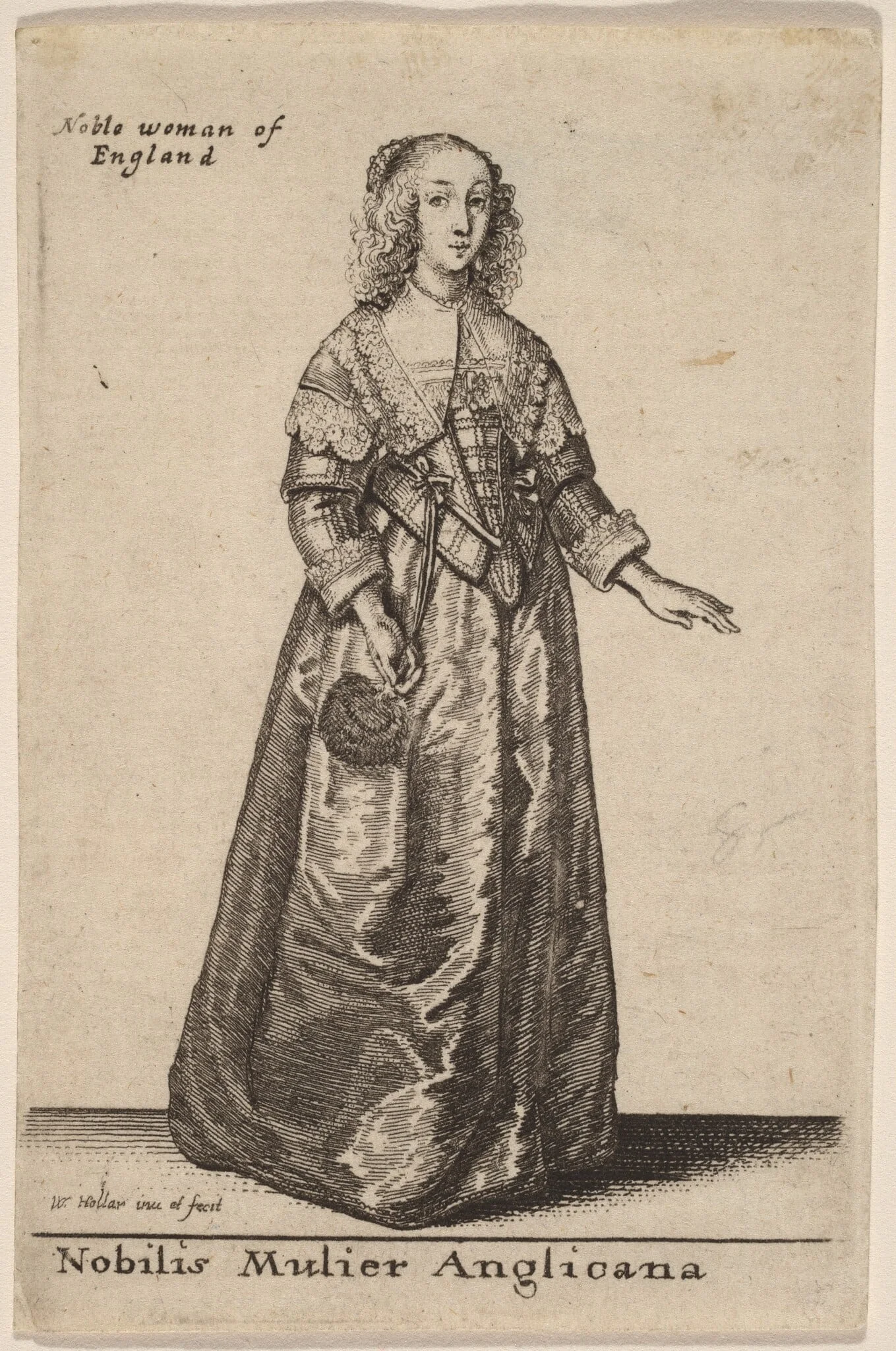 Nobilis Mulier Anglicana, by Wenceslaus Hollar, ink, 1643