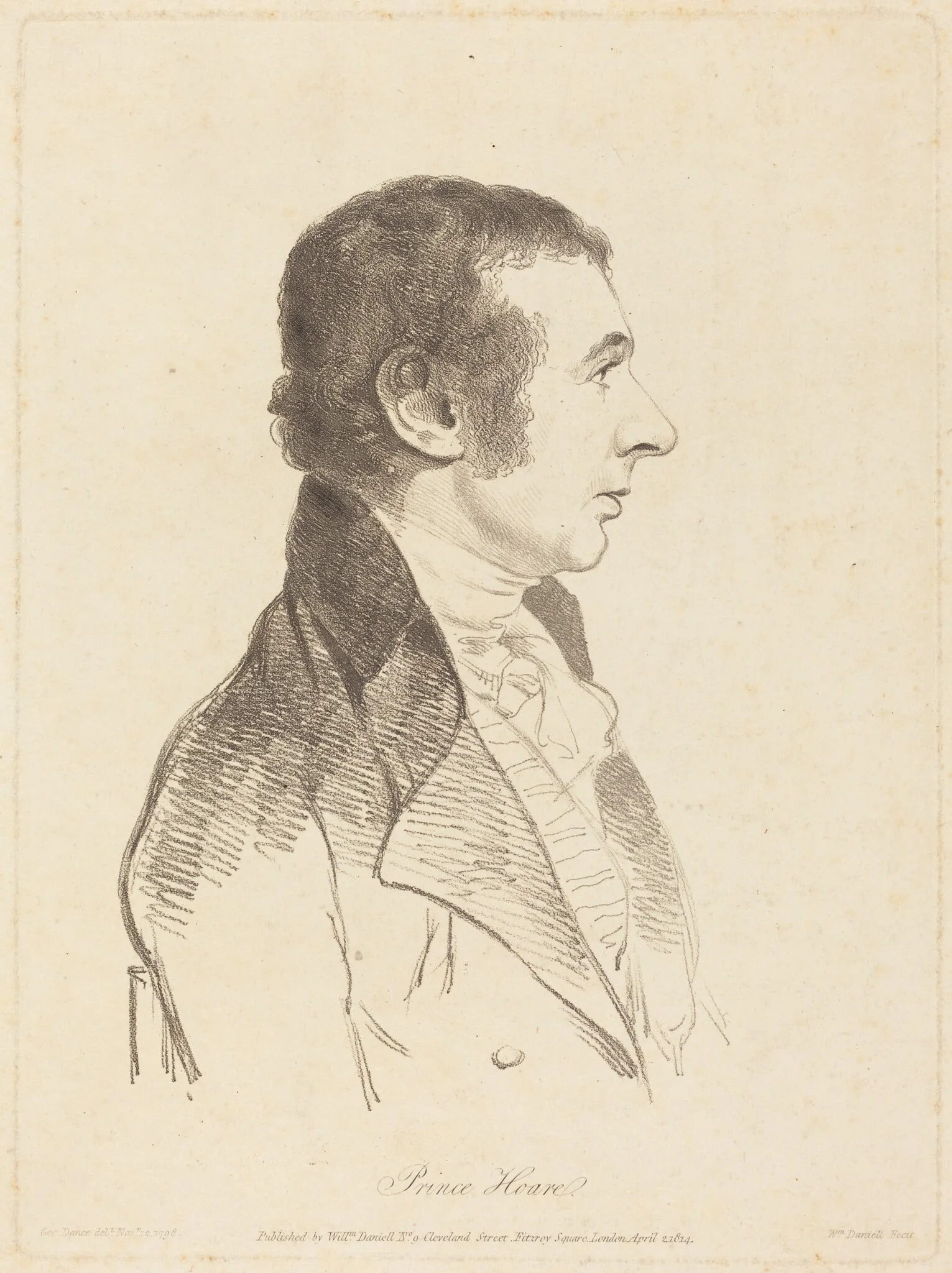 Prince Hoare, by William Daniell, ink, 1814