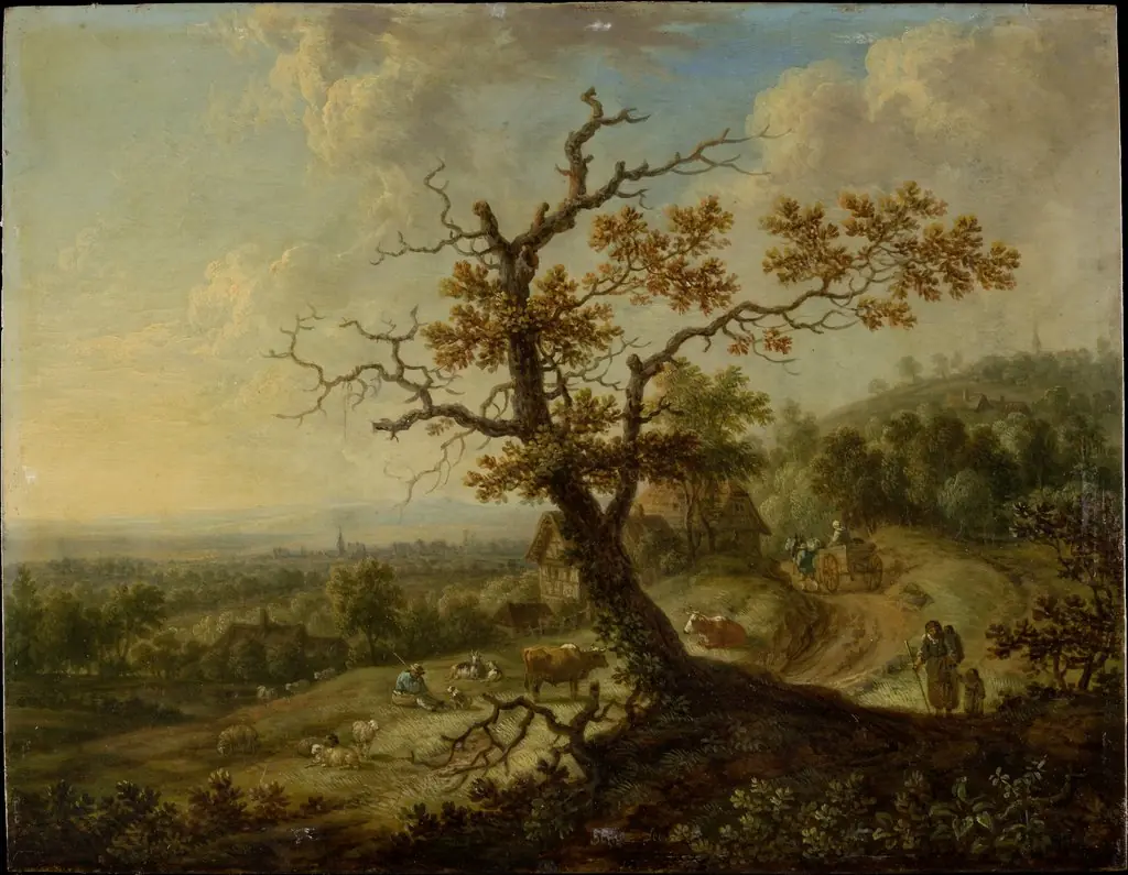 Landscape with Grazing Farm Animals