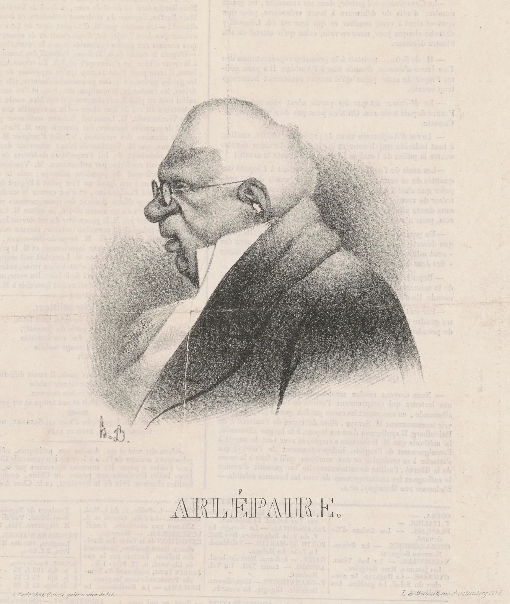 Harlé Père, en buste, by Honoré Daumier, ink, 1833