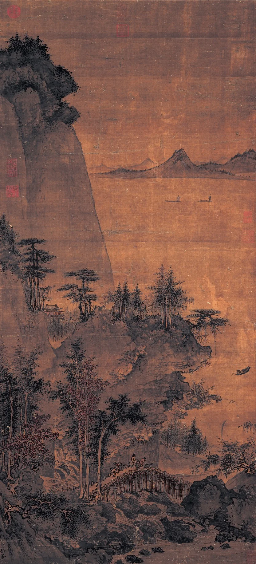 Crossing a Bridge over a Stream, by Dai Jin, unspecified, 1435