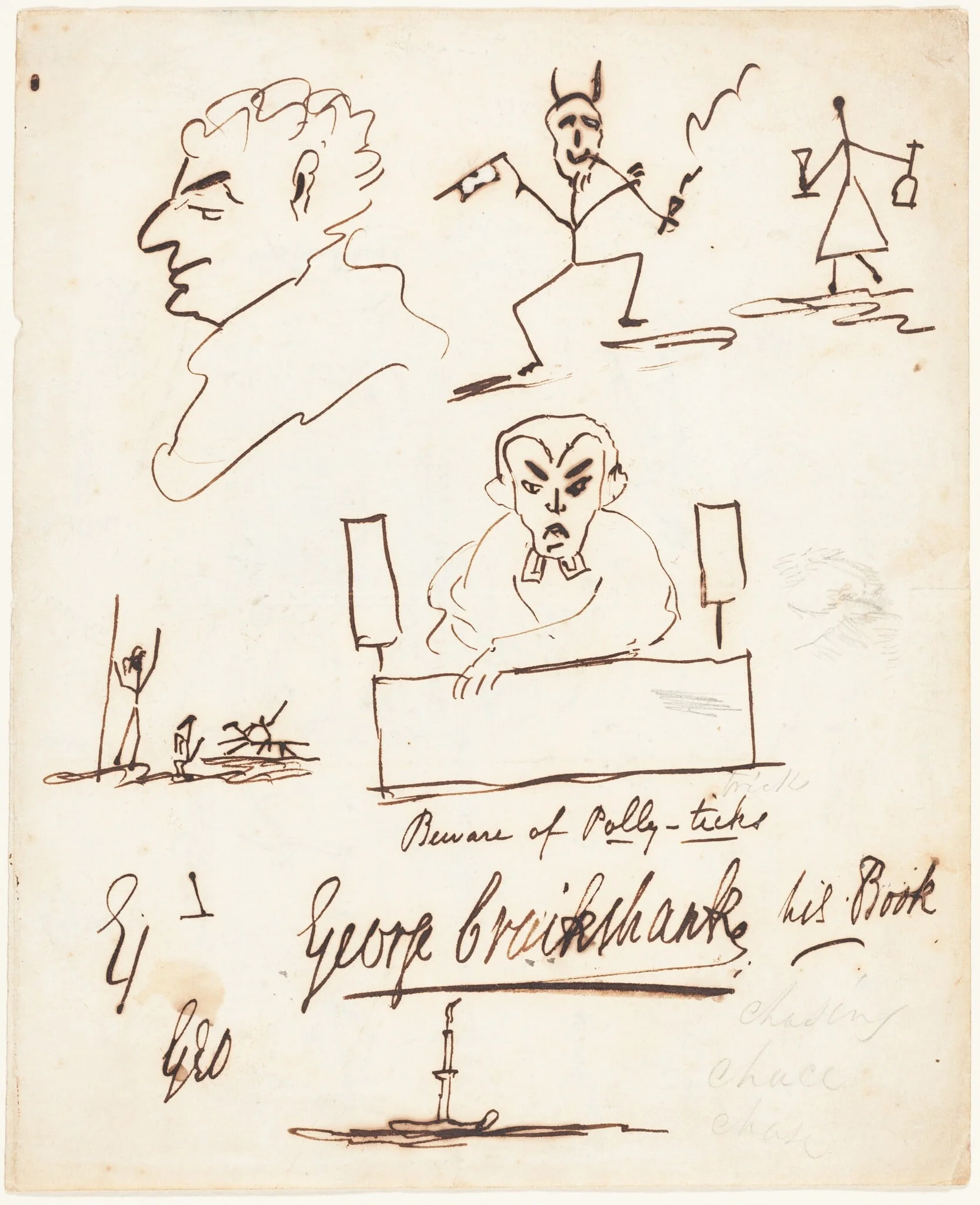 Satirical Sketches, by George Cruikshank, ink, 1835
