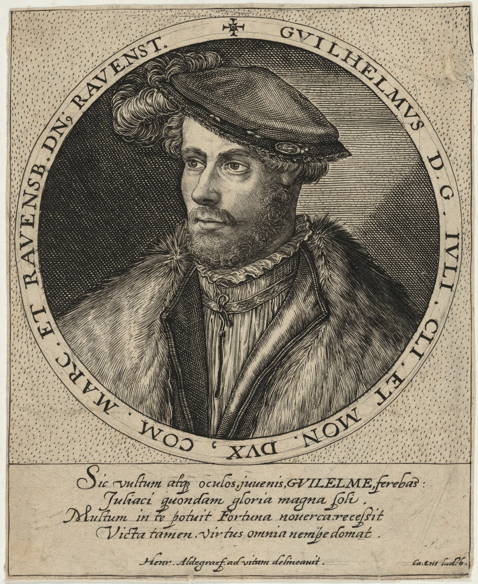 William V, Duke of Julich and Cleves, by Heinrich Aldegrever, ink, 1532