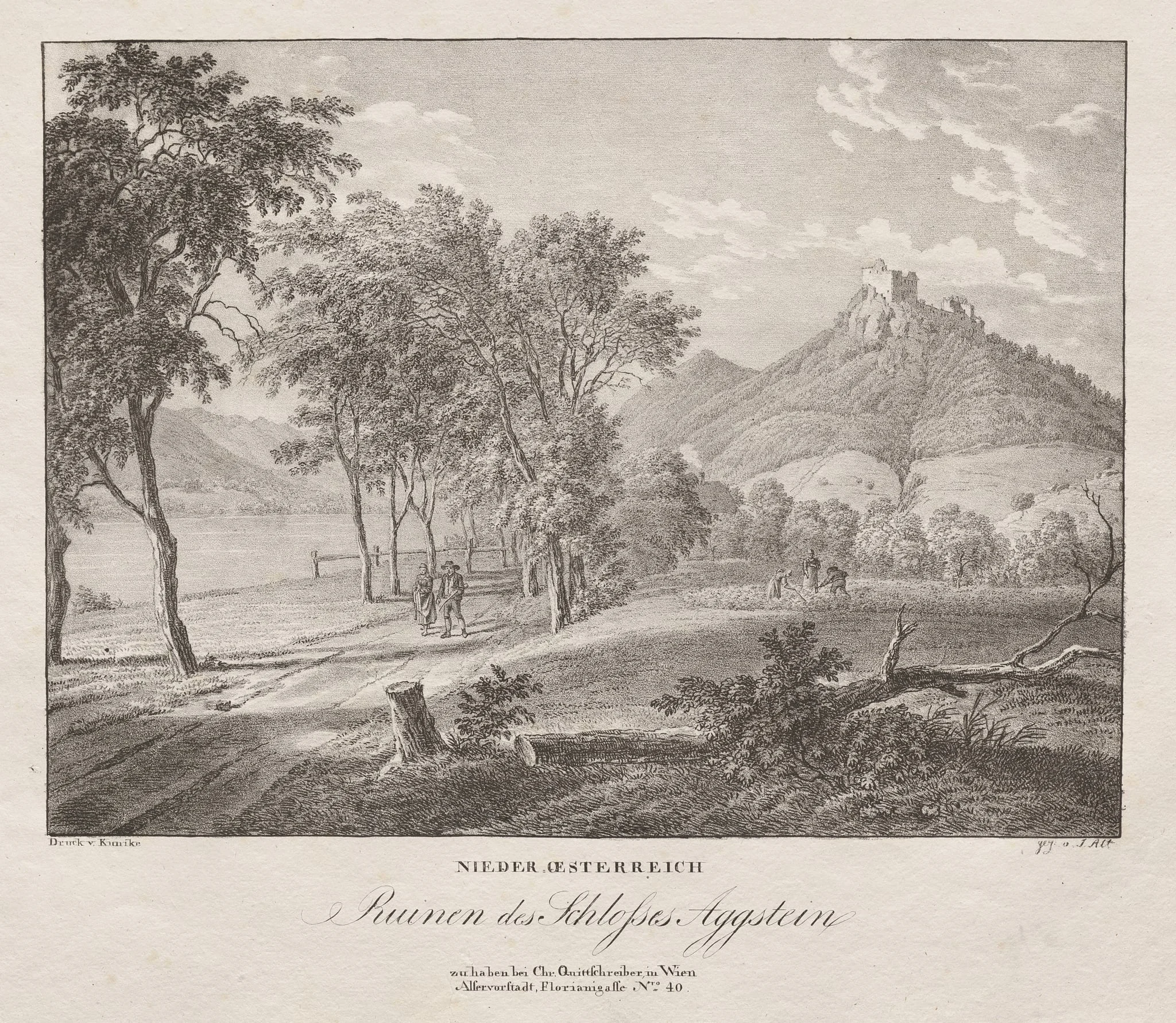 Nieder-oesterreich, Ruinen des Schlosses Aggenstein, by Jakob Alt, 1839