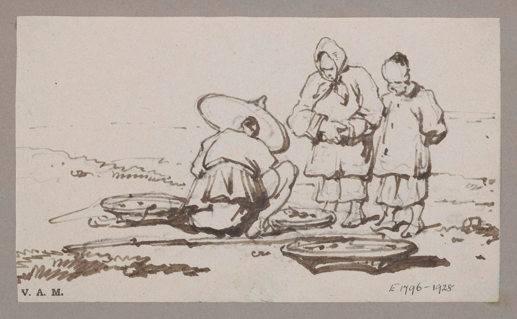A vendor with customers, by George Chinnery, 19
