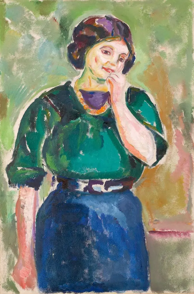 Model in Green and Blue
