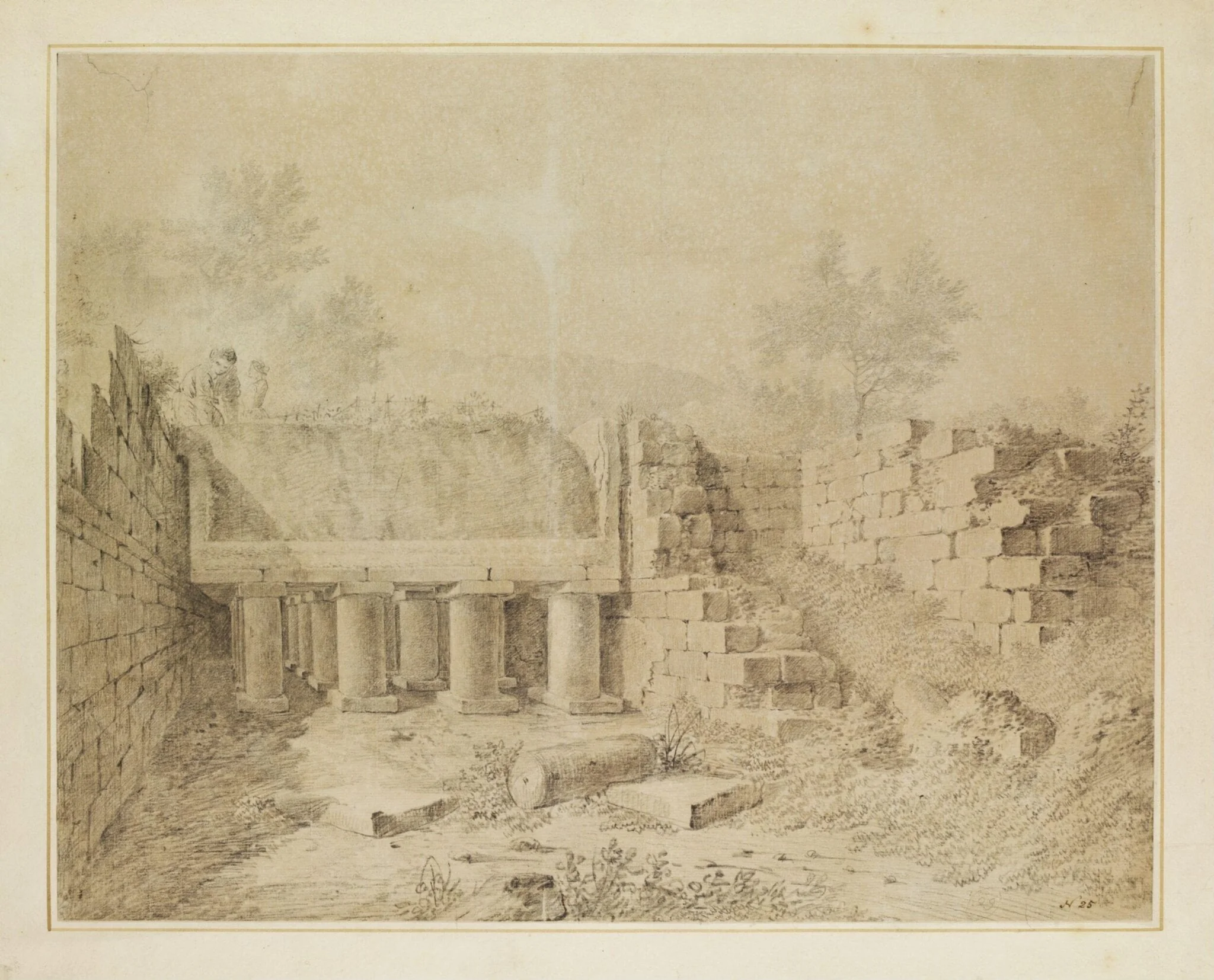 Figures among Classical Ruins, probably in Sicily