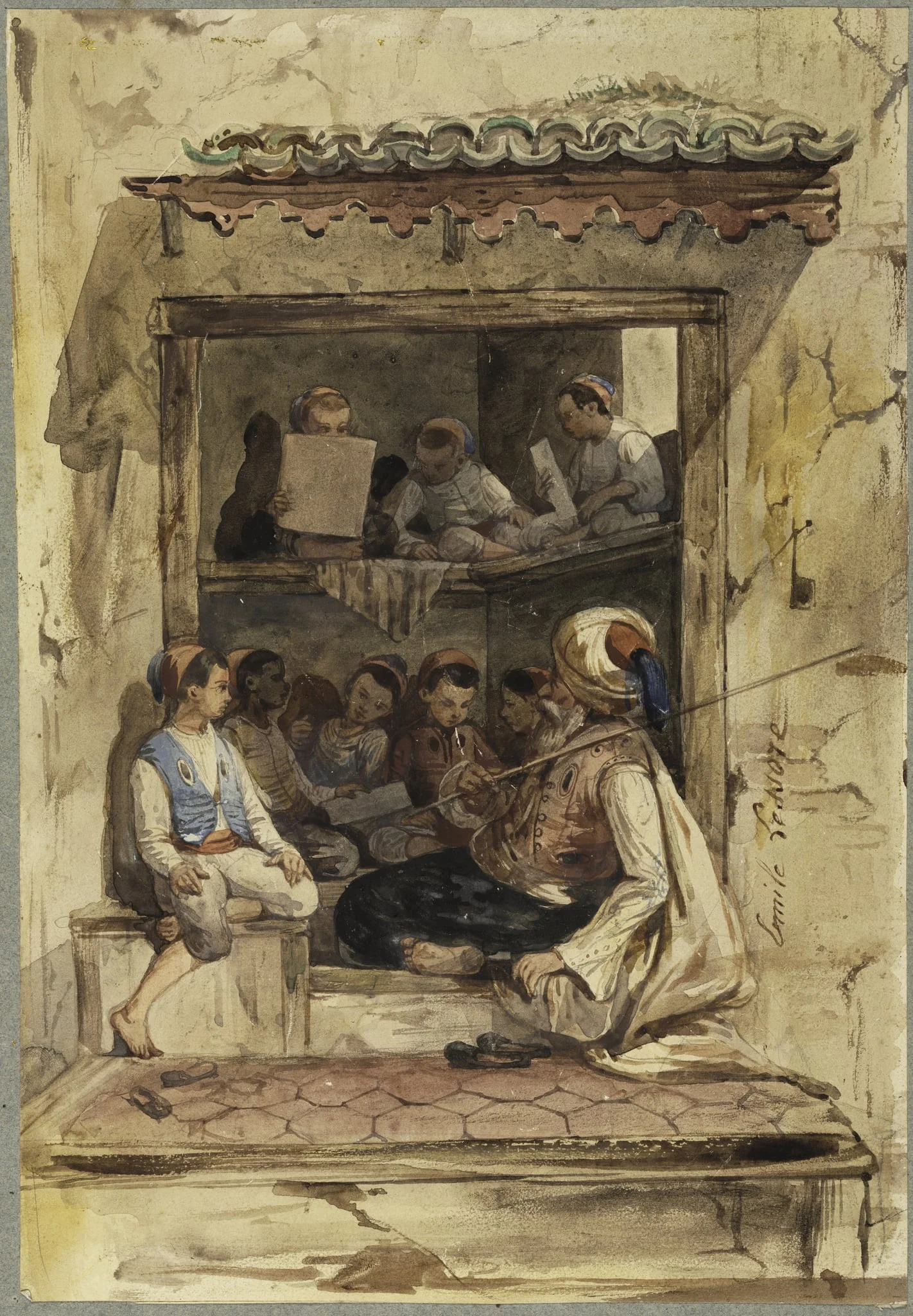 Boy's School, by Emile Aubert Lessoire, 1840