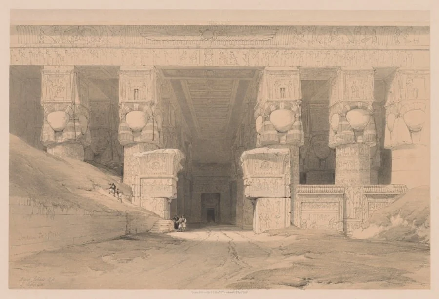 Egypt and Nubia:  Volume I - No. 35, Dendera, by Louis Haghe, 1838