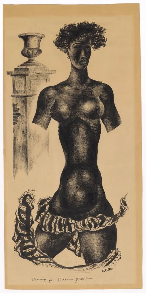 Untitled, by Eldzier Cortor, ink, 1942