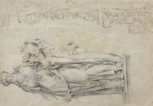 View of the Tiber; Copy of a Roman Sculpture of a Bacchante [verso]