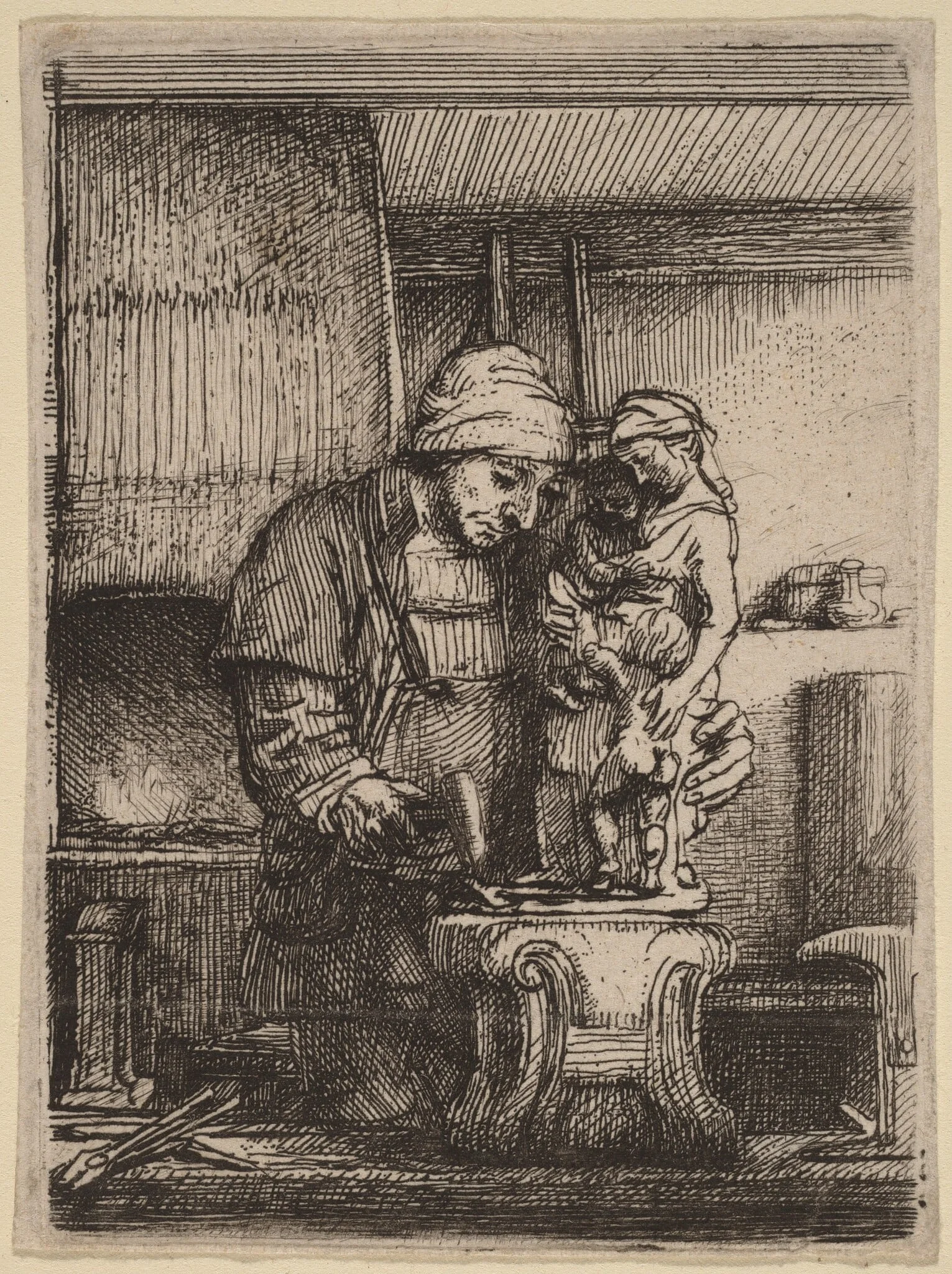 The Goldsmith, by Rembrandt, ink, 1655