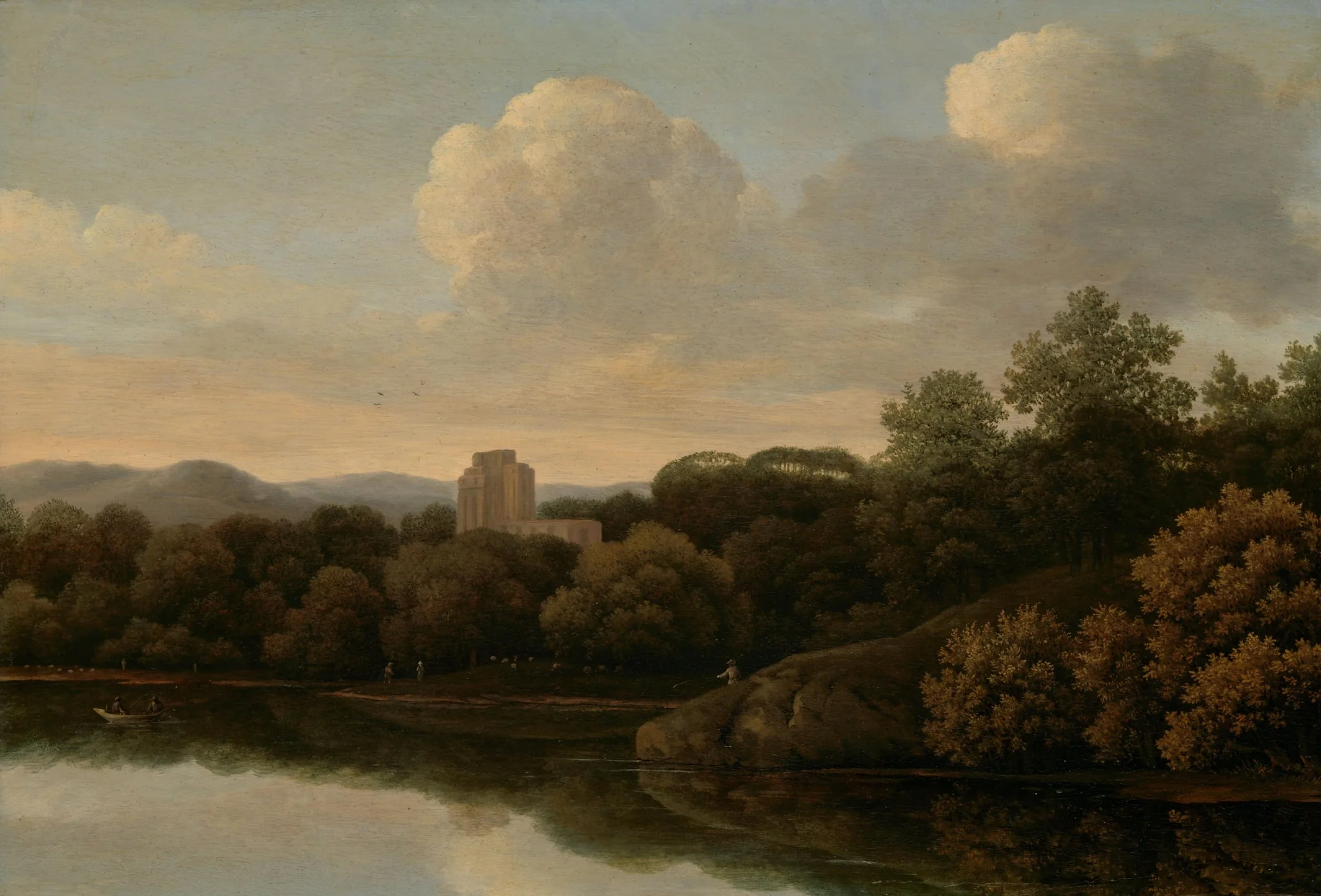 Wooded Landscape with River, by Unknown, unspecified, 1662