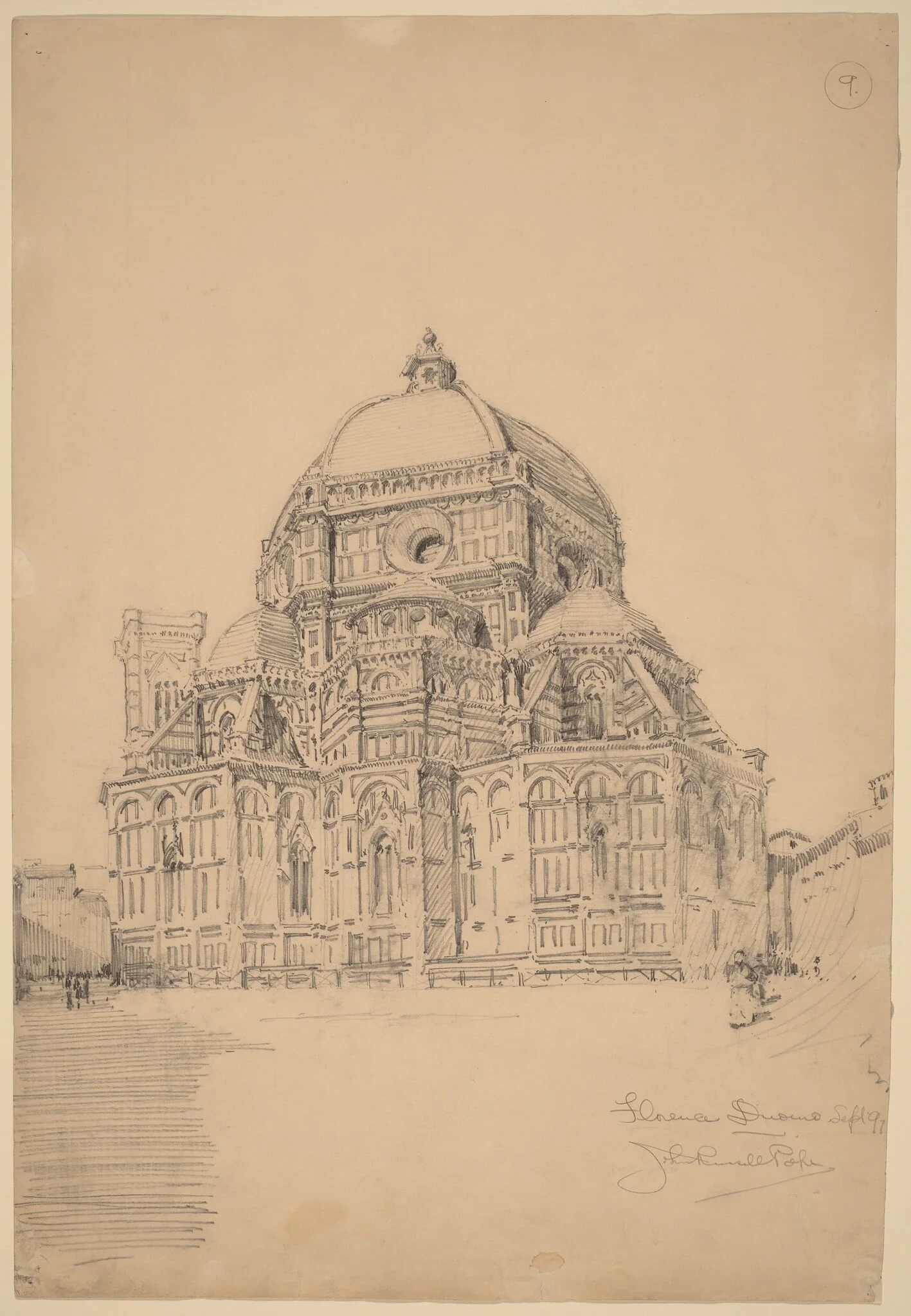 The Duomo, Florence, by John Russell Pope, graphite, 1897