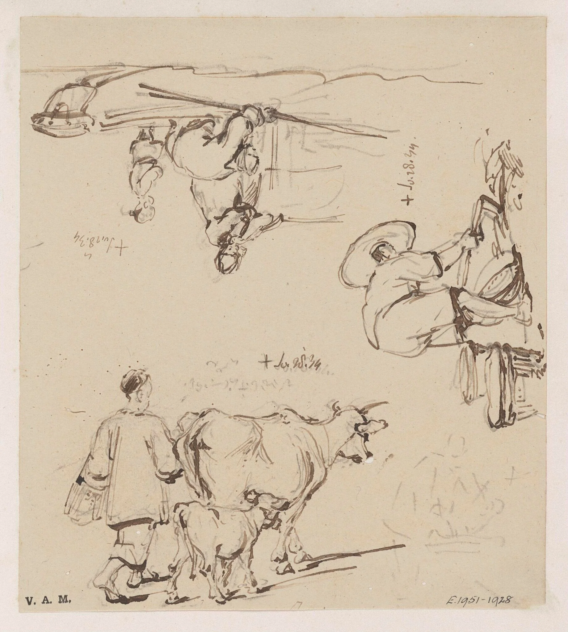 Three figure drawings, by George Chinnery, 18