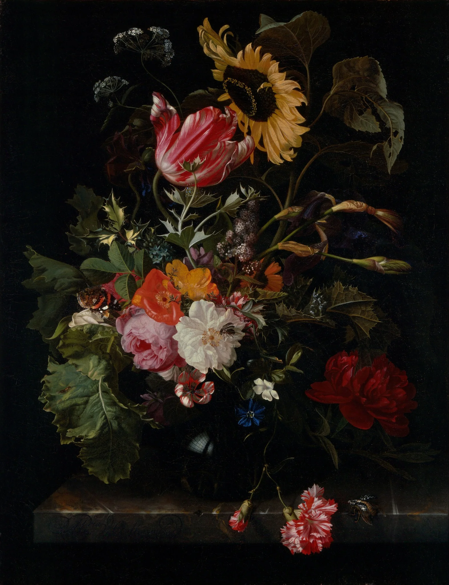 Bouquet of Flowers in a Vase, by Jan Davidsz. de Heem, oil, 1670