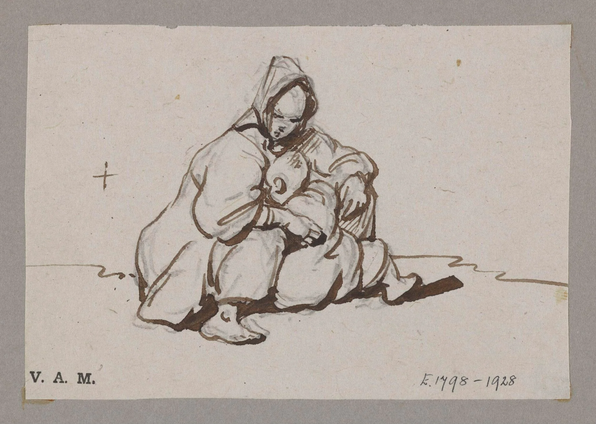 A seated boatwoman and child, by George Chinnery, 19
