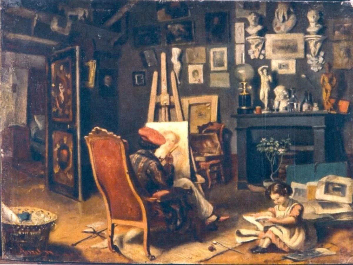 Primul atelier al pictorului la Paris, by Theodor Aman, unspecified, 1852