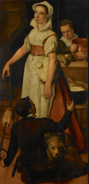 The kitchen maid and her helpers, by Huybrecht Beuckeleer, oil, 1562